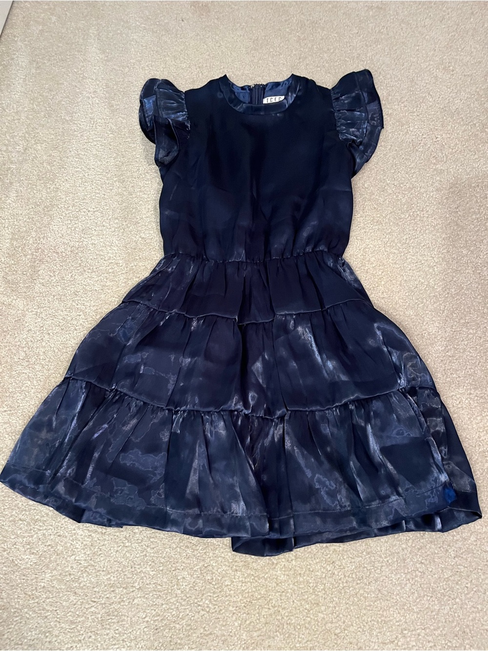 Women’s TCEC size Small Navy Ruffled Tiered Dress